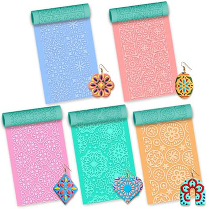 beinkmake 5Pcs Mandala Pattern Polymer Clay Texture Rollers, Plastic Clay Tools with Storage Case for DIY Jewelry Making, Scrapbooking, Pottery Crafting - color: Mandala Pattern