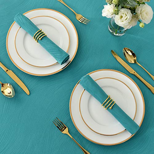 maxmill Jacquard Cloth Napkin 20 x 20 Inch Swirl Design Solid Washable Polyester Dinner Napkins Set of 4 with Hemmed Edges for Family Holiday Dinners Weddings Parties and Banquets Teal - color: Teal, size: 20" x 20" (Set of 4)