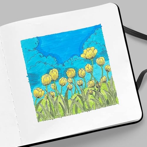 Square 8x8 Bleedproof Marker Paper Pad, 110 GSM Alcohol Ink Bristol Paper Sketchbook, Handmade Journal Hardbound 88 Sheets (176 Pages) Markers Ink Mediums Art Sketch Book Larges Black Cat - color: L-black cat