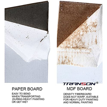 Transon 12 Pack 11x14 Inch Canvas Panel for Painting, with Heavy Duty MDF Backing Boards, 100% Cotton Acid-Free Primed for Beginners Art Crafts - size: 11*14" 12-PACK