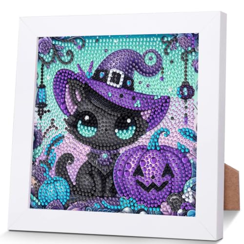 Cat Diamond Art Painting Kits for Kids with Frame Ages 4-8-12 (7x7 inch) - color: CC1207