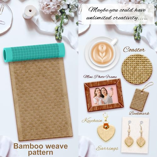 5 Pcs Polymer Clay Texture Roller Wood Clay Roller, Work Like Texture Sheets, Embossing Pottery Stamp, Clays Jewelry Making Kit with Storage Box