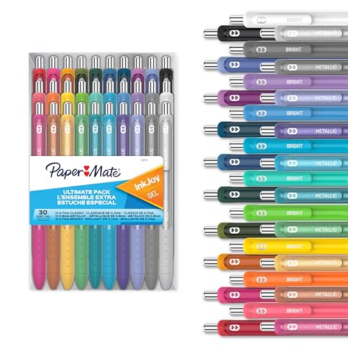 Paper Mate InkJoy Gel Pens Ultimate Pack, Retractable, Featuring Classic, Bright!, and Metallic Inks, Assorted Colors, 30 Count - Writing, Note-Taking, Teacher Supplies, Back to School - style: 30 Count Inkjoy Ultimate Pack