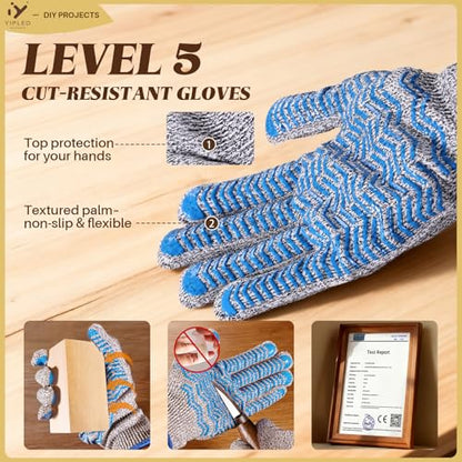 Wood Carving Kit for Beginners, Wood Carving Tools with 3Pcs Whittling Knife 7Pcs Basswood Carving Blocks, Grade 5 Anti Cutting Gloves, Leather Strop, Polishing Compound, Entry-Level Carving Gift Set