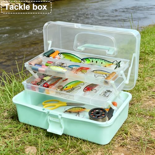 DUOFIRE 13in 3-Layer Craft Organizers Storage Sewing Box with Handle Blue - size: 3-Layer Box - Blue | 1 Pack