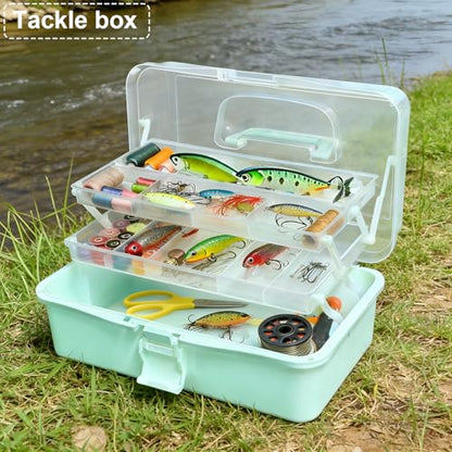 DUOFIRE 13in 3-Layer Craft Organizers Storage Sewing Box with Handle Blue - size: 3-Layer Box - Blue | 1 Pack