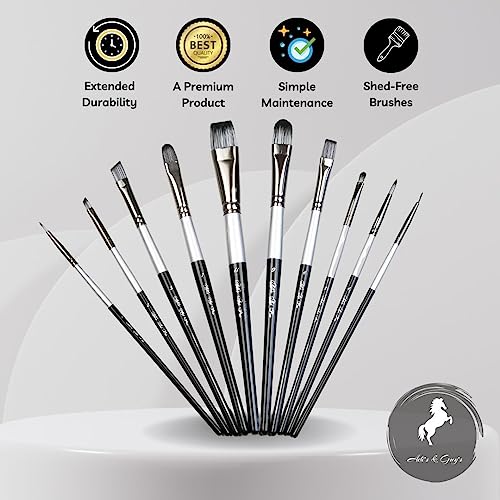 ADIS&Guys 10-Piece Professional Face & Body Painting Brush Set – Ideal for Acrylic, Oil & Watercolors, Perfect for Artists & Kids - color: Black