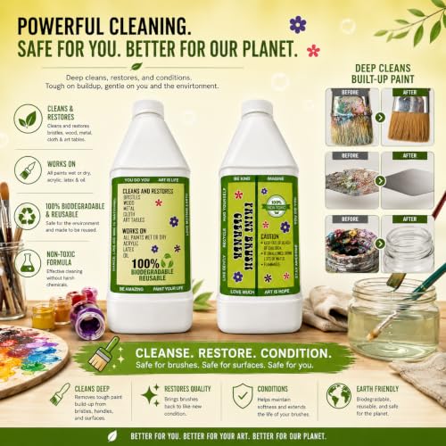 Green Piece Paint Brush Cleaner - Natural Cleaner for Wet & Dry Paint 64 Oz - style: 1/2 Gallon Paint Brush Cleaner