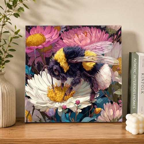 AUKELHJ Framed Paint by Numbers Kit for Adults, Bee, 10x10 inch - color: 08-Bee