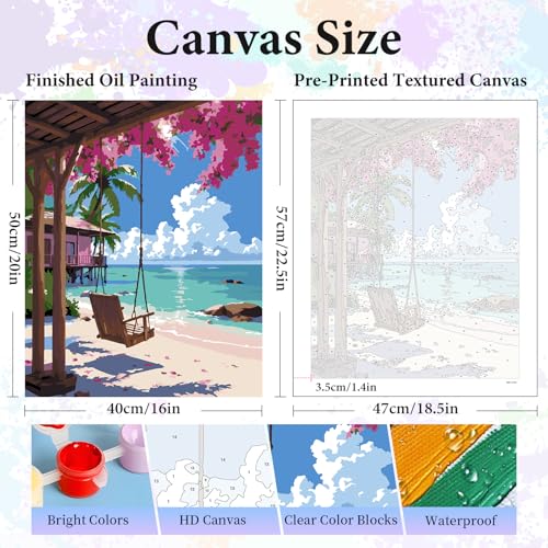Paint by Numbers Kit for Adults, Tropical Beach Number Painting Canvas Kit - color: LBOPNFP1