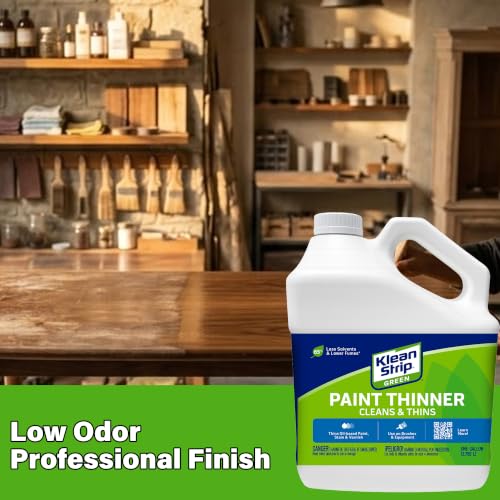 Klean Strip Green Paint Thinner - 1 Gal - Odorless Paint Thinner for Oil Painting and Stains - Varnish Thinner - Low-Fume Solvent for Cleaning Painting Tools - Available with Omni Depot Gloves