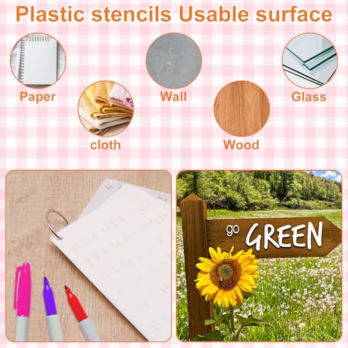 40 Pieces Small Letter Stencils for Painting 4 x 7 Inch, Reusable Alphabet Stencils, Plastic Templates Letters and Numbers with Geometric Shape Symbols for Art Projects, Notebook, Home Decor