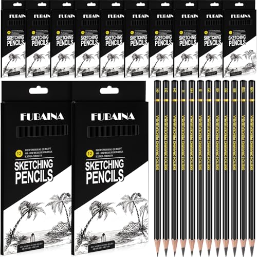 Humyoun 144 Pcs Sketching Pencils, 12B-4H Graphite Drawing Pencils