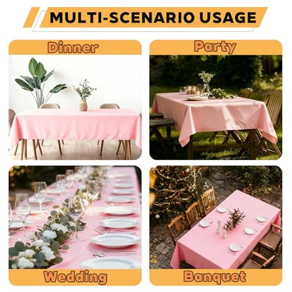 TWINPRET Rectangle Tablecloth 60 x 102 Inch, Pink Waterproof Washable Polyester Table Cloth - Stain & Oil Resistant Rectangular Table Cover for Banquet & Party (Fits 6 Foot Tables) [2 Pack] - color: Pink, size: 2 Pack 60*102 In