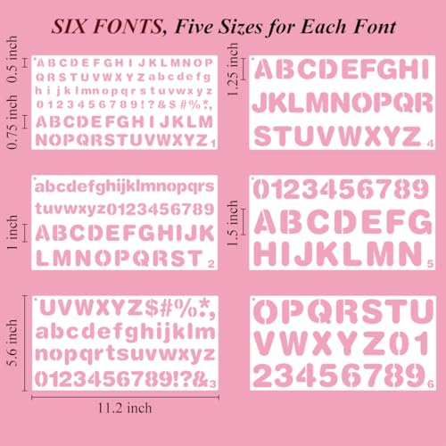 Small Letter Stencils for Painting - 36 Pack Alphabet Letter and Number Templates 0.5, 0.75, 1, 1.25, 1.5 Inch, Reusable Alphabet Stencils for Wood Crafts, Cakes Cookies & Wall Decor - style: Classic