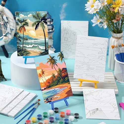 Blosssound 10 Set Pre Printed Canvas for Painting 5x7, Hawaii Canvas - style: Hawaii