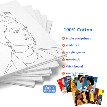 10 Pack Pre Drawn Canvas Boards for Painting for Adults, for Paint Party Favors,Beginner Favor, Paint by kit for Adults(Couple) Sip and Paint kit Date Night - style: Deluxe Edition