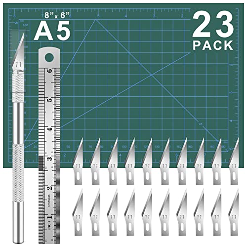 DIYSELF 23 Pack Exacto Knife Set, Hobby Knife Kit for Art, Scrapbooking - color: Green