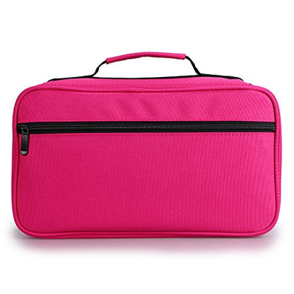 BTSKY Art Marker Carrying Case Lipstick Organizer-60 Slots Canvas Zippered - color: Pink