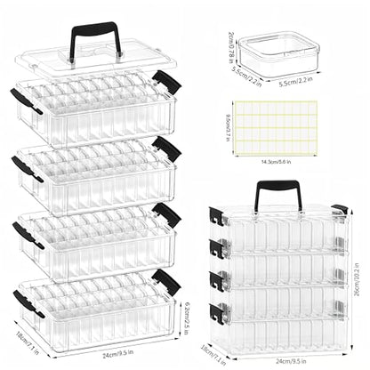 Bead Organizer Box 120 Pcs, 4-Tier Large Capacity Stackable Bead Storage Containers, Portable Plastic Craft Organizers for Jewelry Making, Bracelets, DIY, Nail Art Charms - size: 4-Tier 120 Compartments