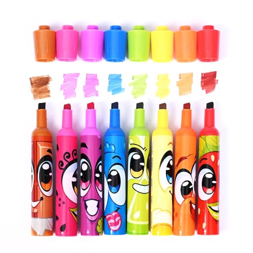 Scentos Scented Chisel Tip Markers 8 Pack, With Fruit Scent, 8 Assorted Colors, Different Fruity Each, Washable Markers, Marker for Kids, for Posters and Science Fairs, Super Washable Ink. - size: 1 Count (Pack of 8)