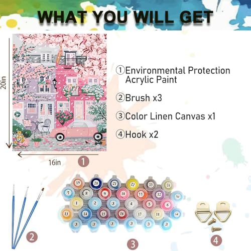 Paint by Numbers Kit for Adults,Cityscape DIY Paint by Number 16x20 In - color: MT6132
