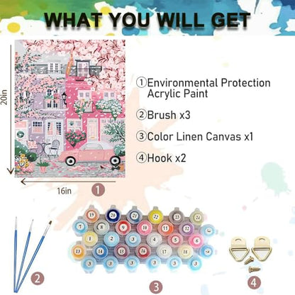 Paint by Numbers Kit for Adults,Cityscape DIY Paint by Number 16x20 In - color: MT6132