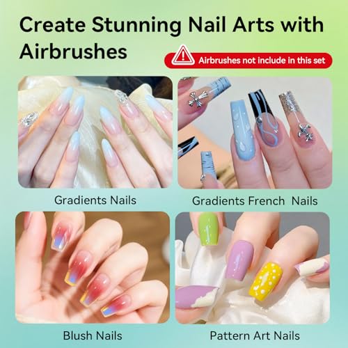 JODSONE 20Pcs Airbrush Gel Nail Polish Set for Nail Gradients No Dilution | 20 Colors Black White Pink Fine Mist Nail Gel Nail Polish DIY Various Patterns Nail Art Nail Art Design Salon Kit Girls Gift - color: Airbrush-2
