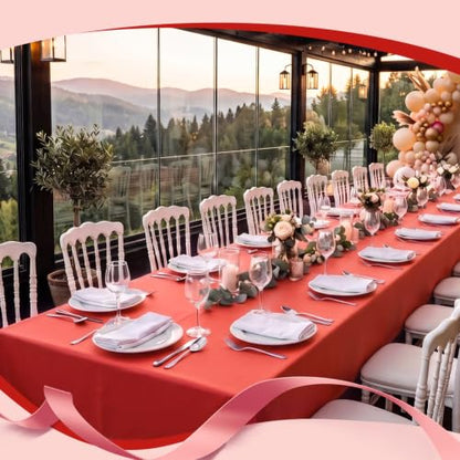 Goodluck 54 Inch x 300 Feet Red Plastic Tablecloth Roll with Cutter Box - color: Red, size: 15.4" x 5.5" (Rectangular)