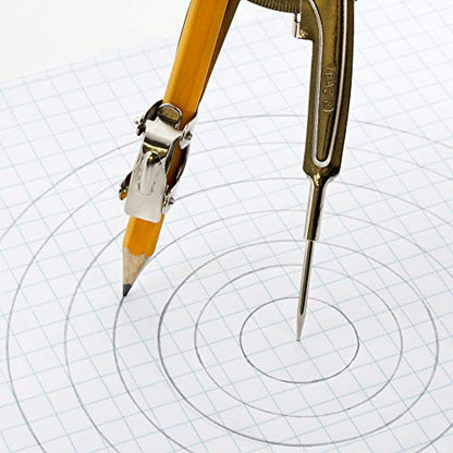 BAZIC Metal Ball Bearing Compass w/ #2 HB Wood Pencil, Nickel Plated Compass for Precision Geometry Math Drafting, Great for Student Designer Mathematician Carpenter Office & School, 1-Pack | #2 wood pencil that draws clean circles and arcs for geometry,