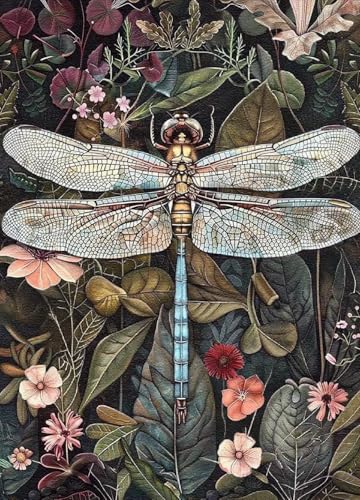 Baiwanerxiang Diamond Art Kits for Adults, Dragonfly Diamond Art Kits for Adults Beginners, DIY Diamond Art Painting on Canvas for Home Wall Art Decor, 12x16 Inches - color: Dragonfly