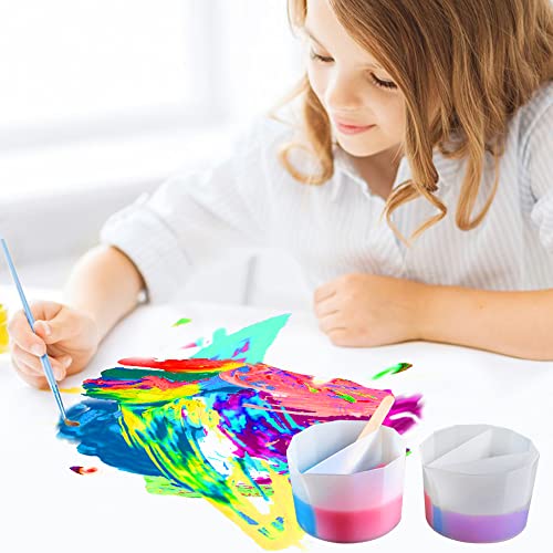 6 Pcs Silicone Split Cups, FineGood 2/7 Split Cups for Paint Pouring Reusable Resin Mixing Cups, Dividers Cup for DIY Paint Acrylic Resin Pouring