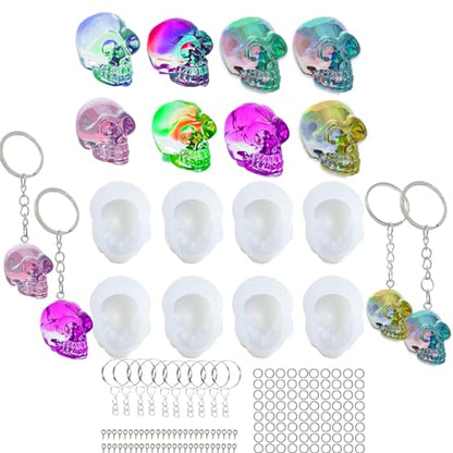8Pcs Skull Resin Molds Silicone Epoxy Crafts Resin Keychain Molds