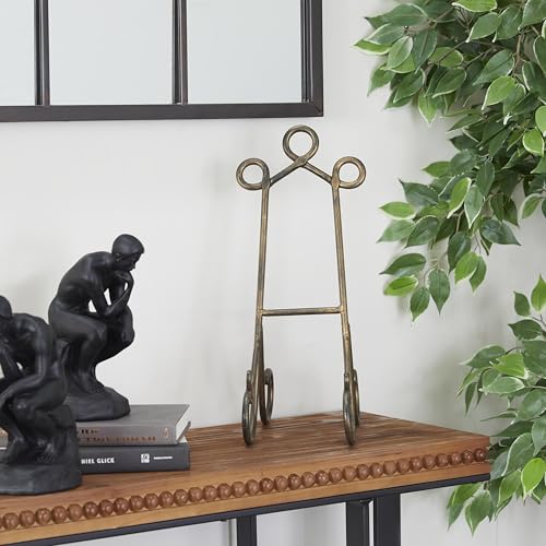Deco 79 Metal Display Easel Scroll Tabletop Easel, Display Stand 7" x 10" x 16", Gold - color: Gold, size: 7" x 10" x 16"