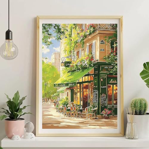 NDNXYXGS Cafe Paint by Numbers Kit for Adults,Plant DIY Painting Kits on Canvas,Street View Color by Numbers,Large Adult Paint by Number for Gifts,Home Wall Decor - color: restaurant