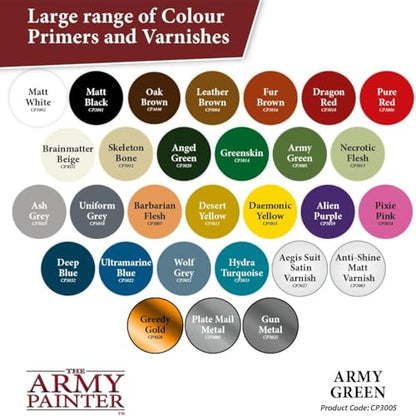 The Army Painter, Colour Primer Army Green, 400 ml acrylic spray | Spray Paint Basecoat for Miniature Model Undercoat Priming, Plastic Wargames, DnD & Warhammer - color: Army Green
