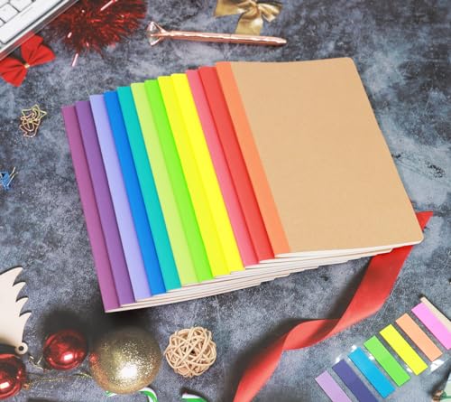 A5 Blank Notebook Bulk,48 pack Kraft Cover Blank Sketch Book Pad Travel Journals with Pastel Color Spine for Students Office, 60 Pages, 8.3”x 5.5” - style: 48pack Blank page
