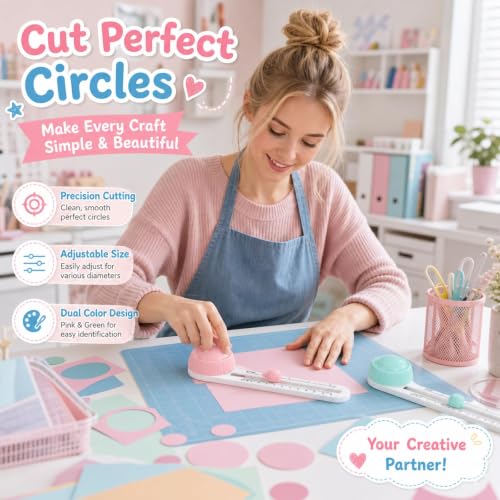 2-Piece Set Circle Cutter Paper, Circle Paper Cutter, Circle Cutters for Crafts for Scrapbooking and Classroom Art Projects, DIY Craft Tools for Teachers