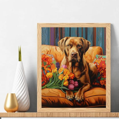 Natuyalo Paint by Numbers for Adults - DIY Adult Paint by Number Kits Painting on Canvas Dog on Sofa Painting by Numbers for Beginners, Animal Art Craft Kits for Adults (16x20 Inch) - color: ART-02