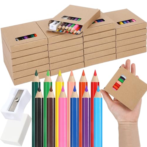 288 Pcs / 24 Boxes Mini Colored Pencils Bulk for Kid 3.5 Inch