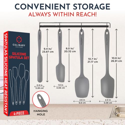 4-Piece Silicone Baking Spatula Set - Rubber Spatulas Silicone Heat Resistant, BPA-Free - Spatula Set for Nonstick Cookware - Baking Essentials - color: Gray