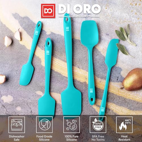 DI ORO Silicone Spatula Set - 600F Heat Resistant, 5-Pc Teal - color: Teal