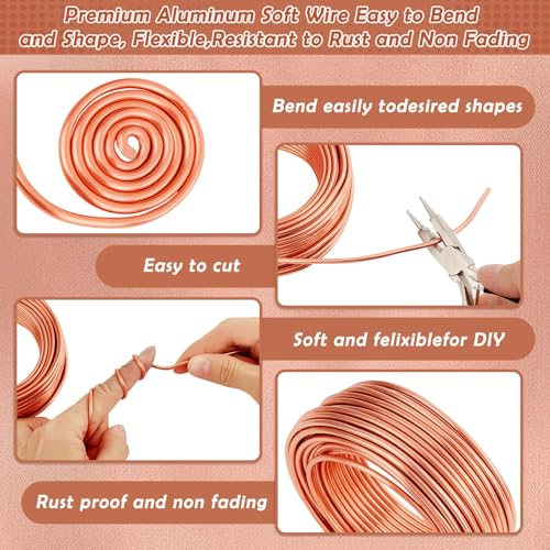 Aluminum Wire, Anezus 9 Gauge Craft Bendable Armature Thick Wire for Wreath, Jewelry Making, Gardening, Sculpting, Cosplay Props (Copper, 3 mm) - style: Copper