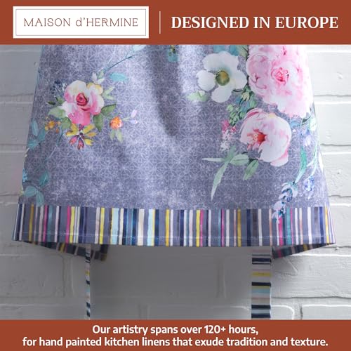 Maison d' Hermine Aprons for women with Pocket 100% Cotton (27.50"x31.50") | Adjustable Neck Strap & long ties Apron Men Chef Wedding Cooking Gardening Server Maid - color: 062 - Sweet Rose Lavender - Lush