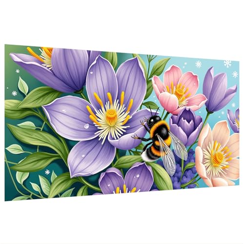 SparkGlow Large Diamond Art Kits for Adults Flowers, 27.5 X 15.7 Inch | Diamond Art Large Size Flowers, Full Drill, Diamond Art Painting for Gifts, Home Decoration, Relaxing Activity - color: Flowers 021