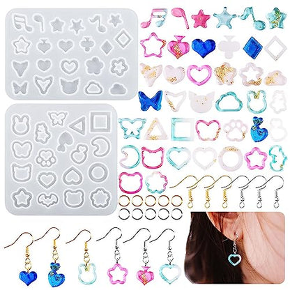 Attuslla Resin Shaker Silicone Molds Earrings Resin Molds Silicone with Glitter for DIY Jewelry Pendant Necklace Ornament - color: Style 10
