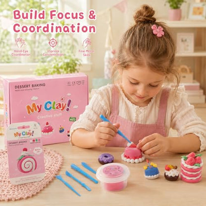 Air Dry Clay Kit for Kids, 12 Dessert Baking Modeling Clay for Kids, DIY Model Magic Clay with Tools and Tutorials, Soft&Non-Sticky, Safe&Non-Toxic Magic Clays,Creatible Art Crafts Toys Gifts - color: 12 Packs Desserts Dream Kit