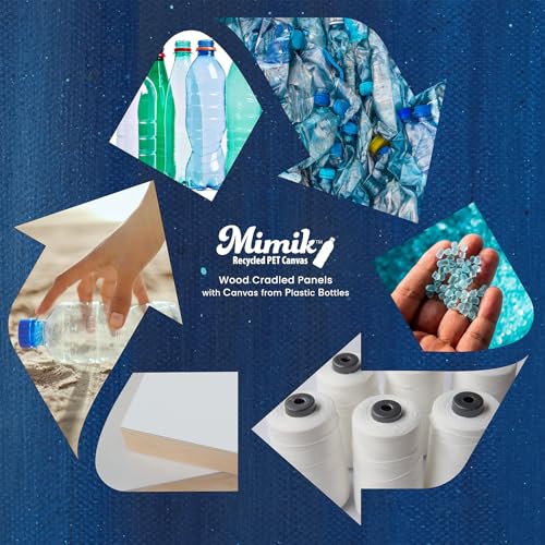 Creative Mark Mimik Recycled PET Cradled Canvas Panel 1-1/2" Depth- 10x20" Pack of 4 - Medium-Textured Painting Board for Eco-Conscious Artists, 14.11 oz Triple-Acrylic-Primed Weight - size: 10x20" Pack of 4