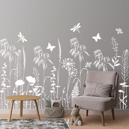 Large Flower Stencils for Painting Walls Floral Stencils for Wood Fence | Reusable Wildflower Stencil for Painting on Canvas Fabrics Furniture - style: Wildflower
