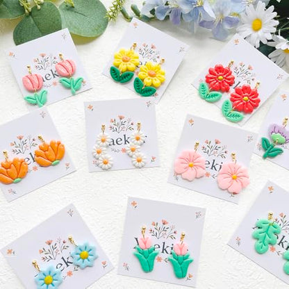 Spring Flower Polymer Clay Cutters Set - 12pcs Tulip, Daisy, Hibiscus, Cherry Blossom, Peony Shapes for DIY Earring Jewelry Making, Soft Clay Crafts, Scrapbooking & Gift Toppers - color: B color